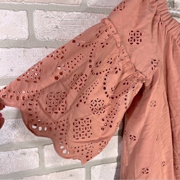 Madewell Eyelet Off The Shoulder Dress in Dusty Clay Size 6 - Picture 9 of 12